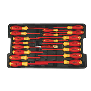 Wiha 19 Piece Insulated Softfinish Screwdriver/Cat III Voltage Detector Set