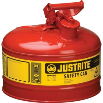 Justrite 2 1/2 Gal Red Type 1 Safety Can