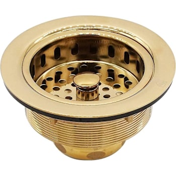 Westbrass 3-1/2 In. Post Basket Strainer, Solid Brass, In Polished Brass Finish