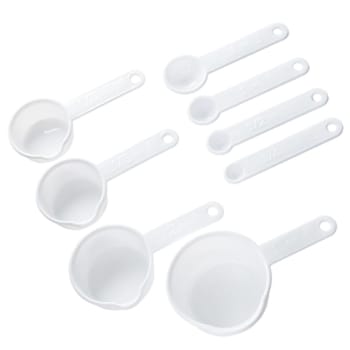 Chef Craft 8 Pc Measuring Cups & Spoons Set-Plastic White Case Of 12