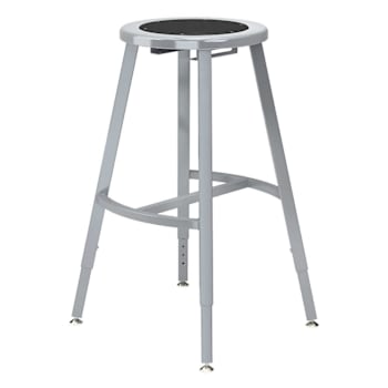 National Public Seating 24-32" Height Adjust. Titan Stool Black Seat Grey Frame