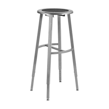 National Public Seating 30-38" Height Adjust. Titan Stool Black Seat Grey Frame