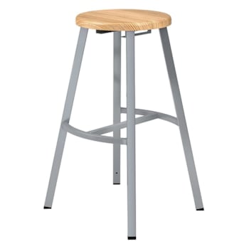 National Public Seating 30-In Titan Stool Solid Wood Seat Grey Frame