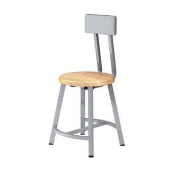 Image for National Public Seating 18" Titan Stool Solid Wood Seat W/Backrest Grey Frame from HD Supply