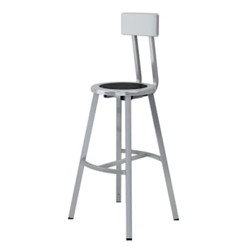 National Public Seating 30" Titan Stool Black Steel Seat And Backrest Grey Frame