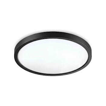 Image for Seasons Edge 8-Inch Round 15w Dimmable Integrated LED Flush Mount Light With 5 CCT Selectable In Matte Black from HD Supply