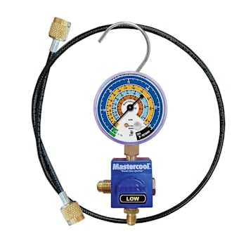 Mastercool R600a, R290, R134a 1/4" Single Valve Manifold With Thermoplastic Service Hoses