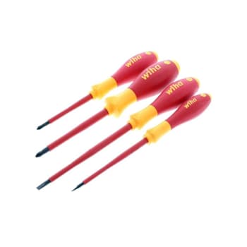 Wiha 4 Piece Insulated Softfinish Screwdriver Set - Slotted, Phillips
