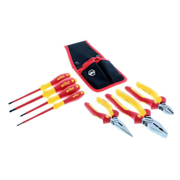 Wiha 7 Piece Insulated Industrial Pliers And Screwdriver Set