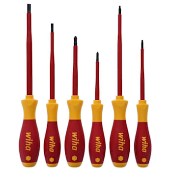 Wiha 6 Piece Insulated Softfinish Screwdriver Set - Slotted, Phillips, Square