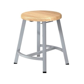National Public Seating 18-In Titan Stool Solid Wood Seat Grey Frame