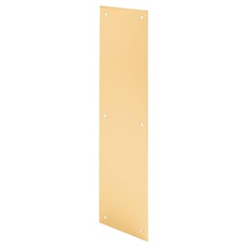 Prime-Line Aluminum Door Push Plate, 4" X 16", Brite-Brass Finish