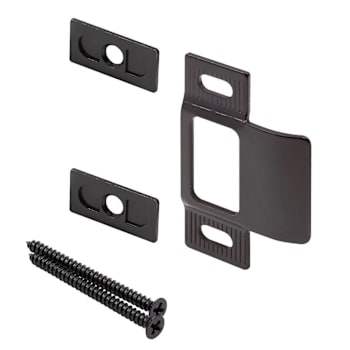 Prime-Line Adjustable Door Strike, 3 Piece, 2-3/4" X 2-1/8", Bronze Package Of 1