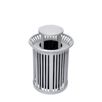 Image for Alpine Industries 36 Gallon Outdoor Silver Trash Can Receptacle Bin With Lid from HD Supply