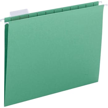 Business Source 1/5 Tab Cut Letter Hanging Folder 8.5" X 11" Green Package Of 25