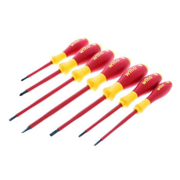 Wiha 7 Piece Insulated Softfinish Screwdriver Set - Slotted, Phillips, Square