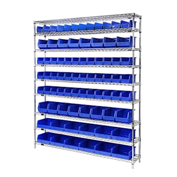 Image for Quantum Storage Systems Wire Shelving Blue Bin 72 X 12 X 74 Black Epoxy Finish from HD Supply