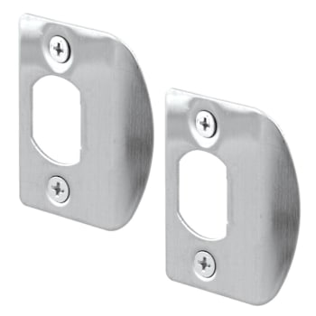 Prime-Line Latch Strike Plate With Screws, 2-1/4", Stainless Steel, Package Of 2
