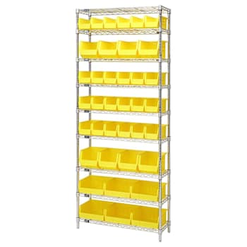 Image for Quantum Storage Systems Wire Shelving Yellow Bin 36 X 12 X 86 Black Epoxy Finish from HD Supply