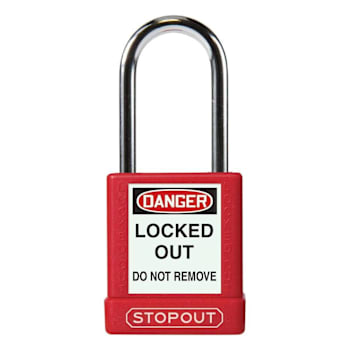 Accuform 1.75 Plastic Body 1.5 Steel Shackle Padlock Red