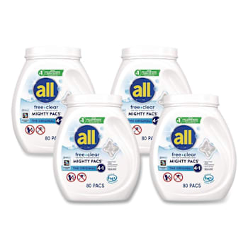 Image for All Mighty Pacs Free Clear Laundry Detergent 80 Pods/Tub Case Of 4 from HD Supply
