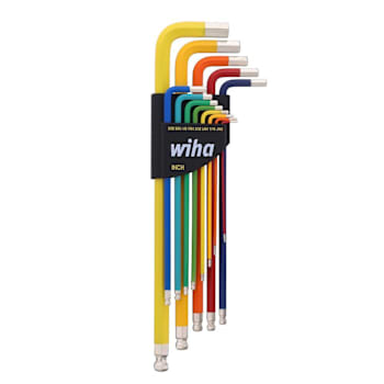 Wiha 13 Piece Ball End Color Coded Hex L-Key Set - Inch