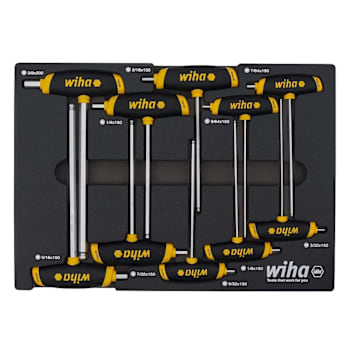 Wiha 10 Piece Softgrip Dual Drive Hex SAE T-Handle Tray Set
