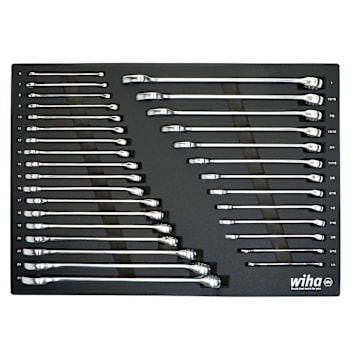 Wiha 31 Piece Combination Wrench Tray Set - SAE And Metric