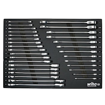 Wiha 31 Piece Ratcheting Wrench Tray Set - SAE And Metric