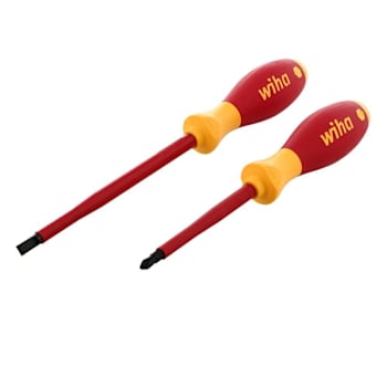 Wiha 2 Piece Insulated Softfinish Slotted And Phillips Screwdriver Set