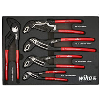 Wiha 5 Piece Classic Grip V-Jaw Tongue And Groove Pliers Tray Set