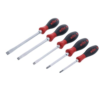 Hiwa 5 Piece Softfinish Xheavy Duty Slotted And Phillips Screwdriver Set