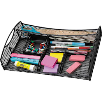 Safco Steel Black 7 Compartment Mesh Drawer Organizer 2.75" X 13" X 8.75"