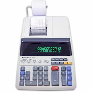 Sharp El-1197piii Two-Color Printing Desktop Calculator Black/Red Ink Off White