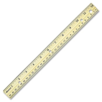 Image for Westcott 3-Hole Punched 12" Wood Ruler With Metal Edge 1/16 Graduations from HD Supply