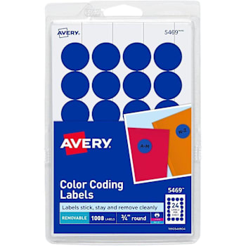 Avery Easy Peel Color Coding Label 0.75" Diameter Dark Blue Package Of 1008