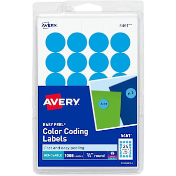 Avery Easy Peel Color Coding Label 0.75" Diameter Light Blue Package Of 1008