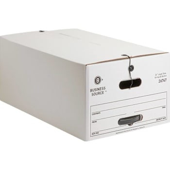 Business Source Legal Size Storage Box 15" X 24" X 10" White Case Of 12