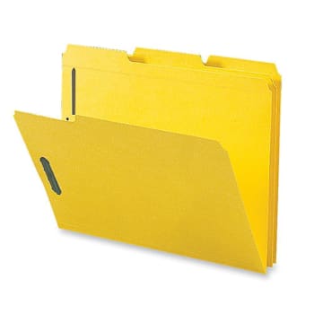Business Source 1/3 Tab Letter Fastener Folder 8.5" X 11" Yellow Package Of 50