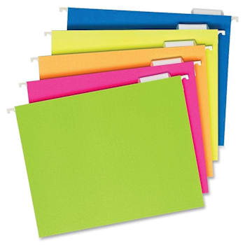 Pendaflex 1/5 Letter Hanging Folder 8.5" X 11" Fluorescent Colors Package Of 25