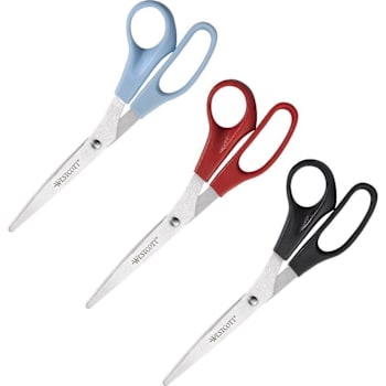Westcott 8" All Purpose Straight Scissors Stainless Steel Package Of 3