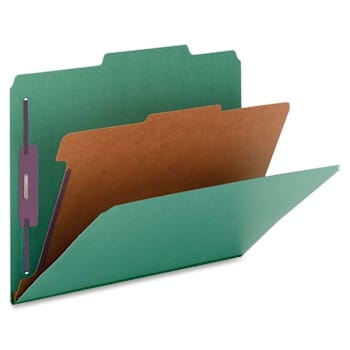 Nature Saver 2/5 Tab Legal Classification Folder 8.5" X 14" Green Package Of 10