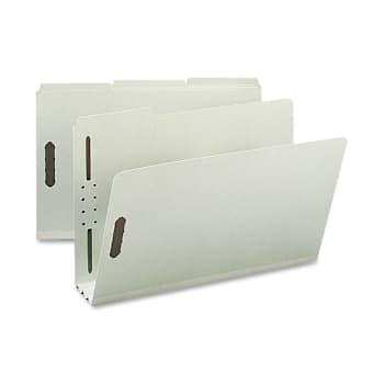 Nature Saver 1/3 Tab Cut Legal Fastener Folder 8.5"X14" Gray/Green Package Of 25