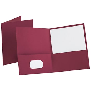 Oxford Letter Pocket Folder 8.5" X 11" With 2 Pockets Burgundy Package Of 25