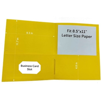 Business Source Letter Portfolio 8.5" X 11" With 2 Pockets Yellow Package Of 25