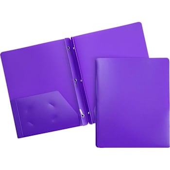 Business Source Letter Portfolio With Fasteners 8.5" X 11" 2 Pockets Purple