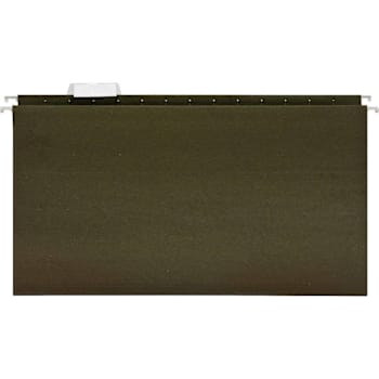 Business Source 1/5 Tab Legal Hanging Folder 8.5"X14" Green Package Of 25