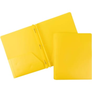 Business Source Letter Portfolio With Fasteners 8.5" X 11" 2 Pockets Yellow