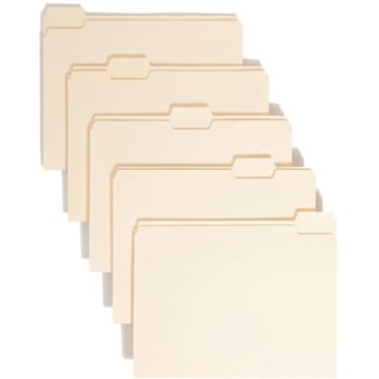 Smead 1/5 Tab Letter File Folder 8.5" X 11" Manila Package Of 100
