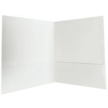 Business Source Letter Pocket Folder 8.5" X 11" 2 Pockets White Package Of 25